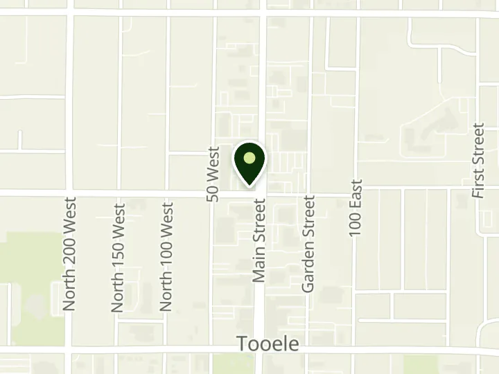 Map of the streets around KeyBank, Tooele, at 201 N Main St, Tooele, UT 84074