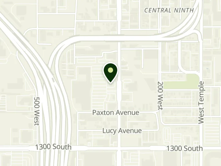 Map of the streets around KeyBank, Town Center, at 1098 S 300 W, Salt Lake City, UT 84101