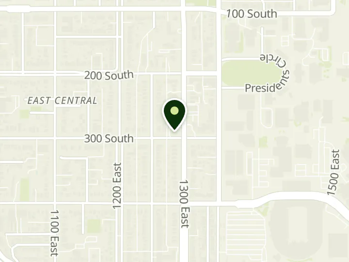 Map of the streets around KeyBank, University KeyCenter, at 290 S 1300 E, Salt Lake City, UT 84102