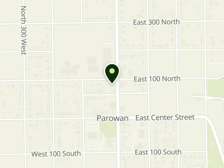Map of the streets around State Bank of Southern Utah, Parowan, at 93 N Main St, Parowan, UT 84761