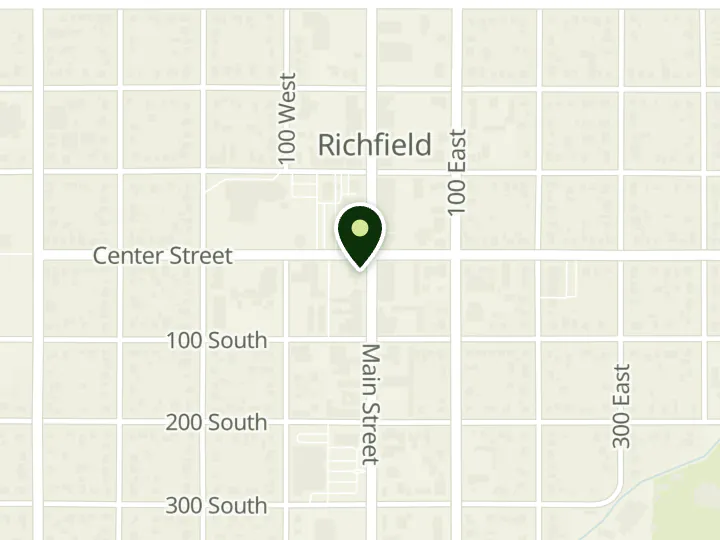 Map of the streets around State Bank of Southern Utah, Richfield, at 14 S Main St, Richfield, UT 84701