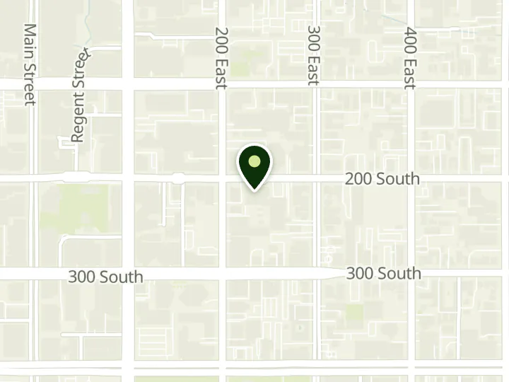 Map of the streets around Stride Bank, Salt Lake City, at 250 E 200 S, Salt Lake City, UT 84111