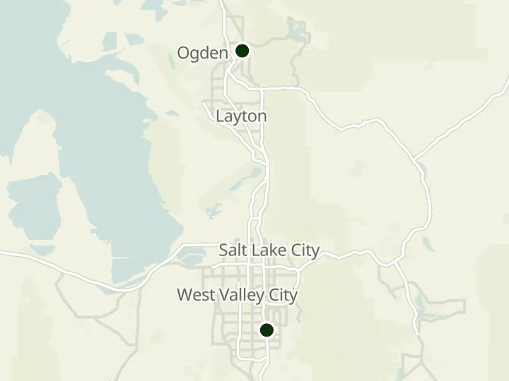 Map of Sunwest Bank's 2 branches in Utah
