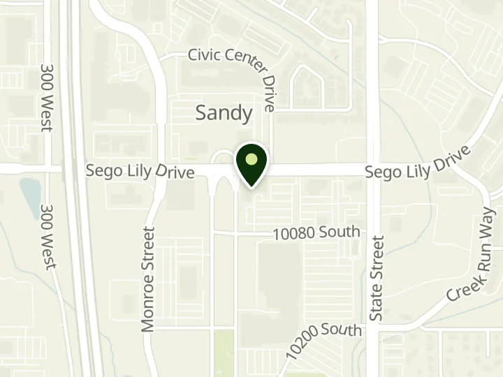 Map of the streets around Sunwest Bank, Salt Lake City, UT Branch, at 10011 S Centennial Pkwy, Sandy, UT 84070