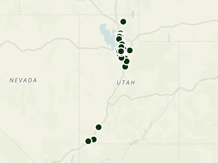Map of U.S. Bank's 38 branches in Utah