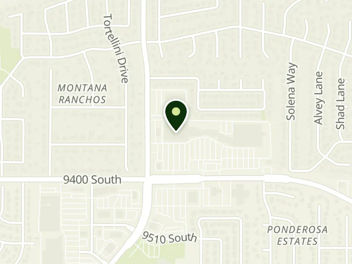 Map of the streets around U.S. Bank, 94th South Smiths Branch, at 2039 E 9400 S, Sandy, UT 84093