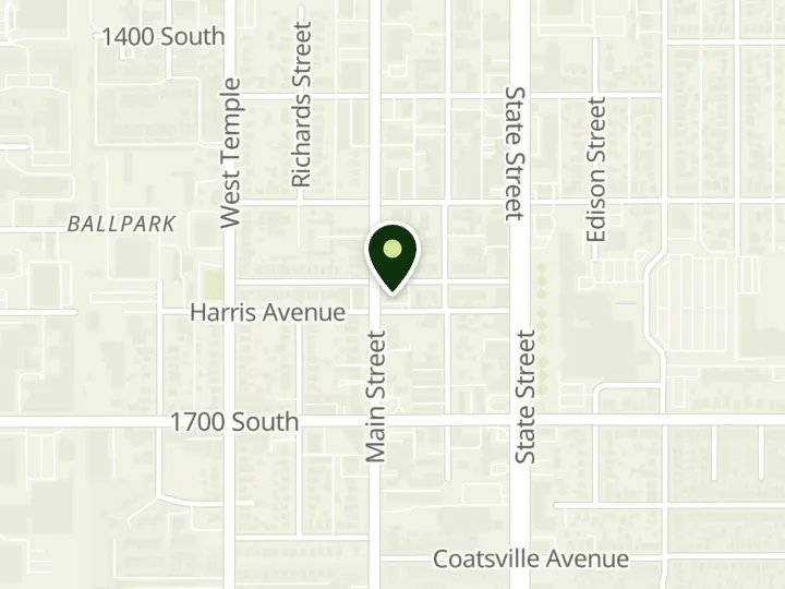 Map of the streets around U.S. Bank, Central UT Branch, at 1575 S Main St, Salt Lake City, UT 84115