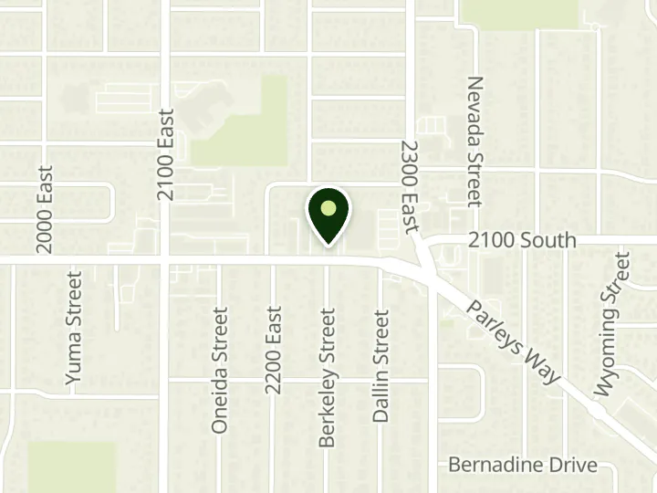 Map of the streets around U.S. Bank, Parleys View Branch, at 2243 E 2100 S, Salt Lake City, UT 84109