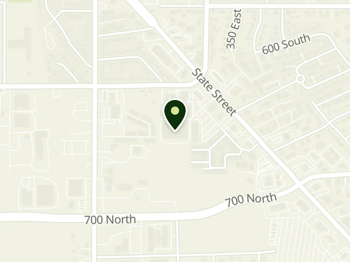 Map of the streets around U.S. Bank, Pleasant Grove Smiths Branch, at 210 E 700 S, Pleasant Grove, UT 84062