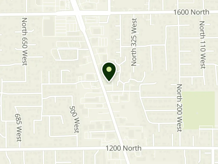 Map of the streets around Vista Bank, Orem, at 1376 N State St, Orem, UT 84057
