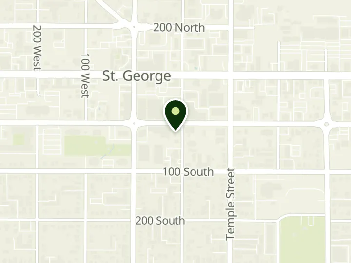 Map of the streets around Vista Bank, St. George, at 94 E Tabernacle St, St. George, UT 84770