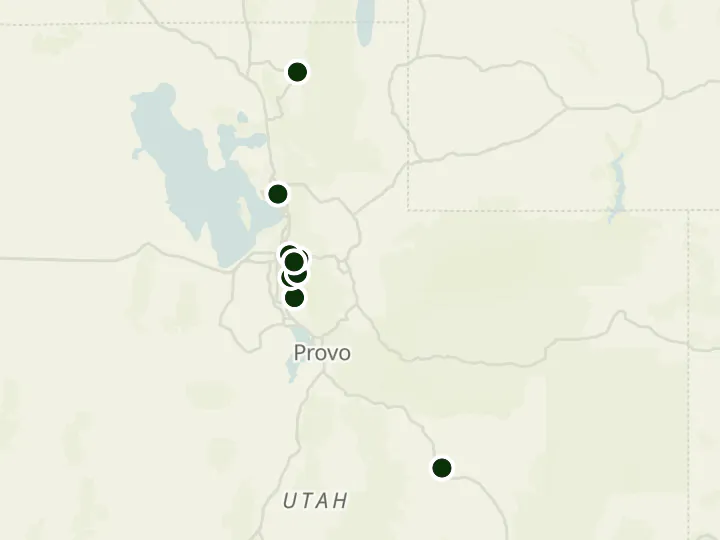 Map of WaFd Bank's 9 branches in Utah