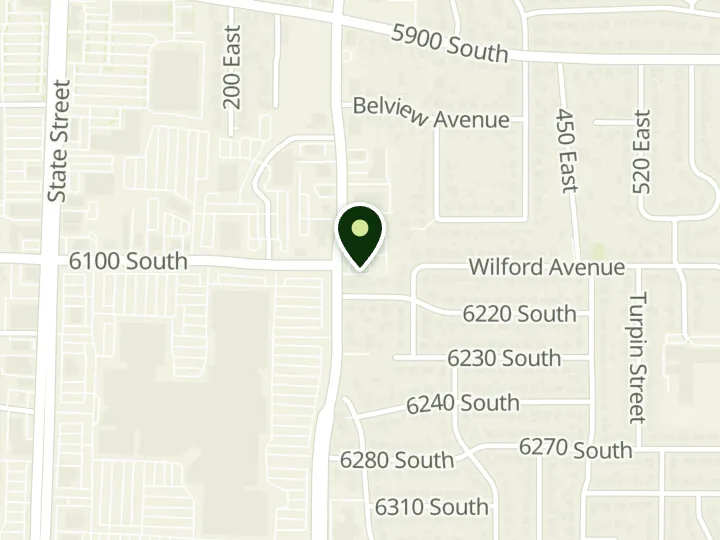 Map of the streets around WaFd Bank, Fashion Place, at 6105 S Fashion Blvd, Murray, UT 84107