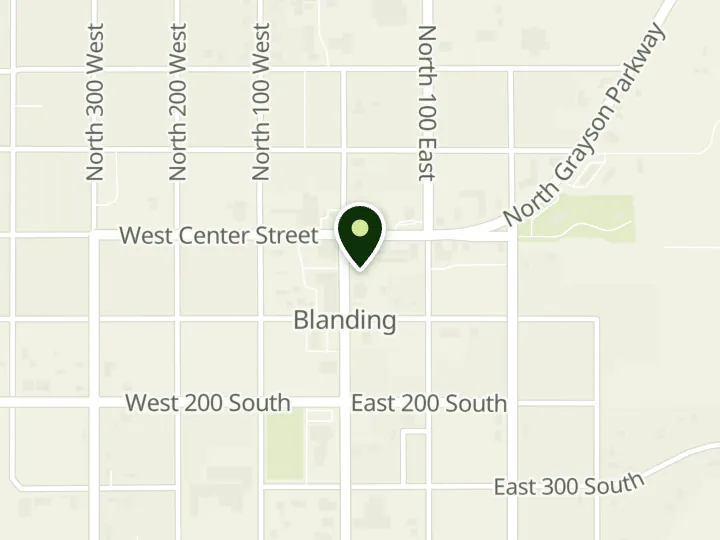 Map of the streets around Wells Fargo, Blanding, at 55 S Main St, Blanding, UT 84511