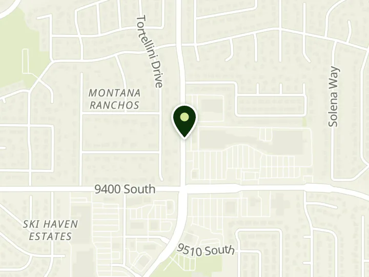 Map of the streets around Wells Fargo, Canyon Center, at 9311 S 2000 E, Sandy, UT 84093