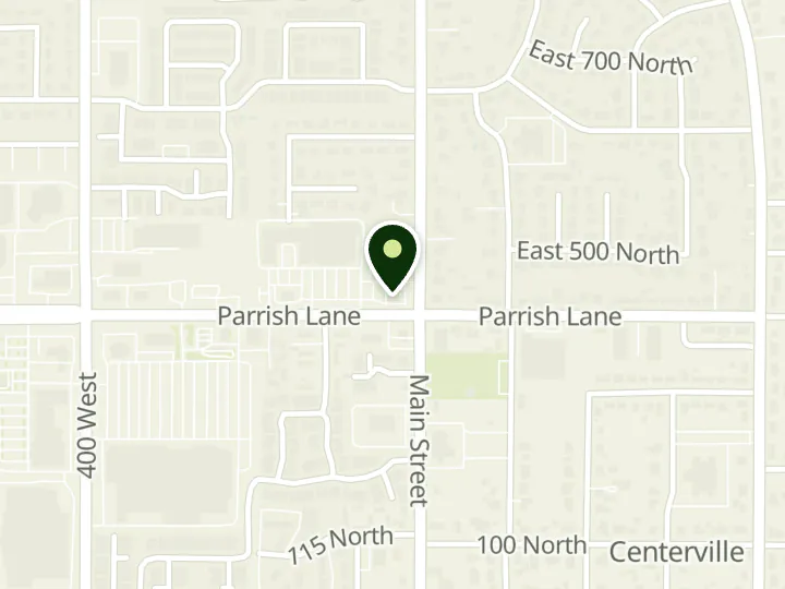 Map of the streets around Wells Fargo, Centerville, at 32 W Parrish Ln, Centerville, UT 84014