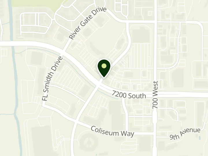 Map of the streets around Wells Fargo, Midvale Riverwalk, at 7169 S Bingham Junction Blvd, Midvale, UT 84047