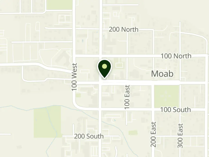 Map of the streets around Wells Fargo, Moab, at 4 N Main St, Moab, UT 84532