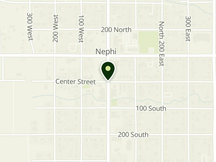 Map of the streets around Wells Fargo, Nephi, at 3 N Main St, Nephi, UT 84648