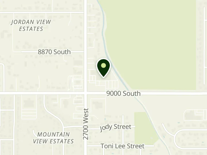 Map of the streets around Wells Fargo, Ninetieth South, at 2640 W 9000 S, West Jordan, UT 84088