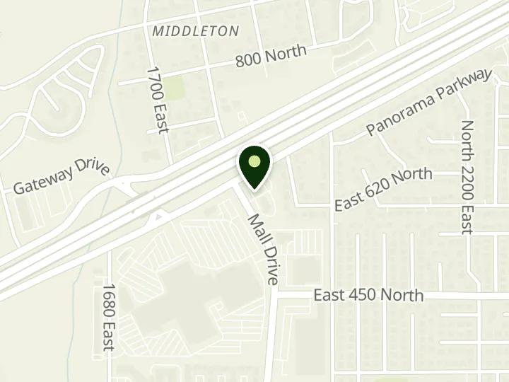Map of the streets around Wells Fargo, Red Cliffs Mall, at 592 N Mall Dr, St. George, UT 84790