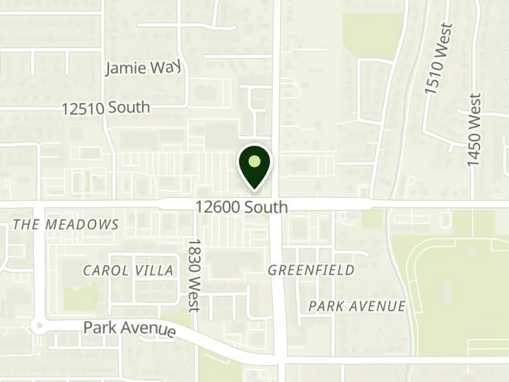 Map of the streets around Wells Fargo, Riverton, at 1750 W 12600 S, Riverton, UT 84065