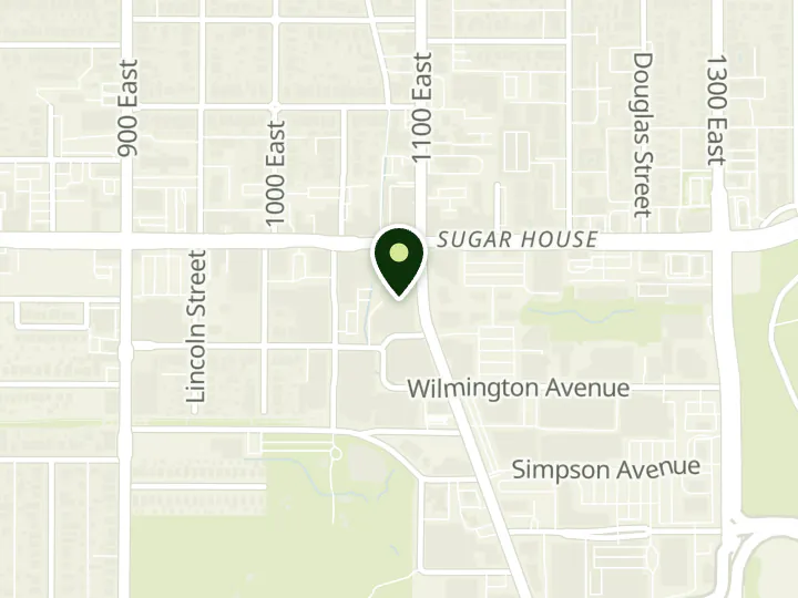 Map of the streets around Wells Fargo, Sugarhouse, at 2116 S Highland Drive, Salt Lake City, UT 84106