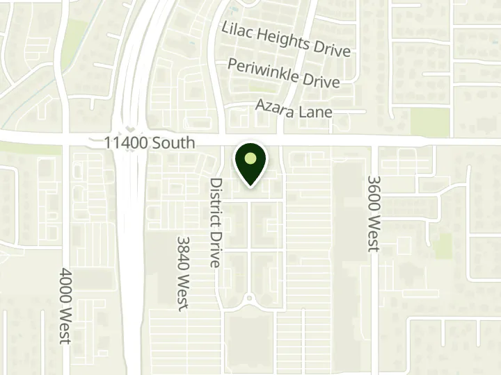 Map of the streets around Wells Fargo, The District, at 11426 S Parkway Plaza Dr, South Jordan, UT 84095