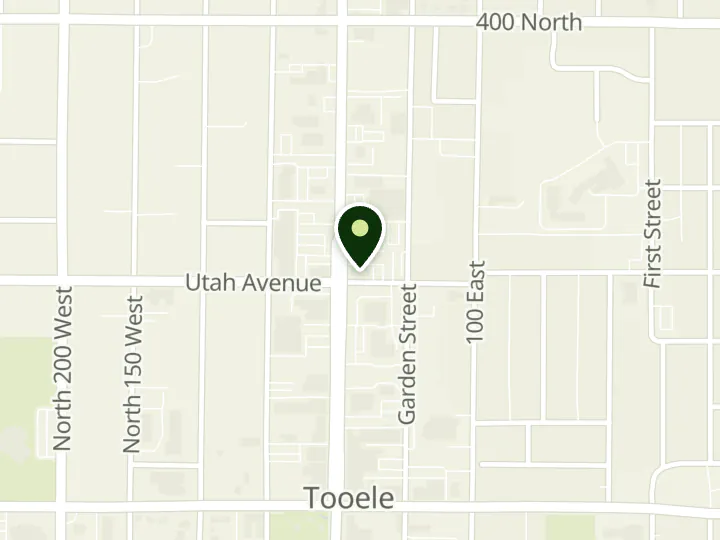 Map of the streets around Wells Fargo, Tooele, at 204 N Main St, Tooele, UT 84074