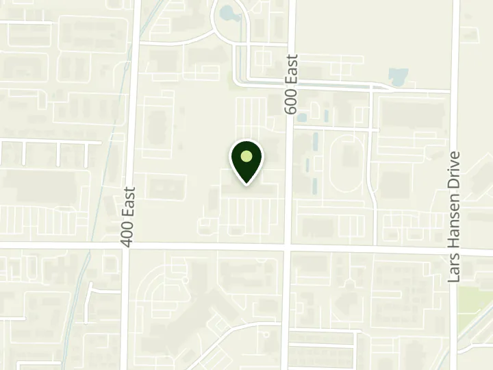 Map of the streets around Wells Fargo, University Village, at 575 E 1400 N, Logan, UT 84341