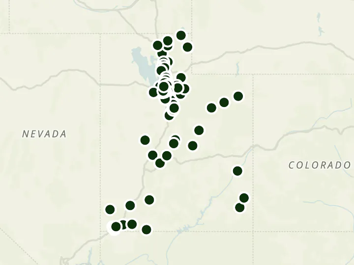 Map of Zions Bank's 92 branches in Utah