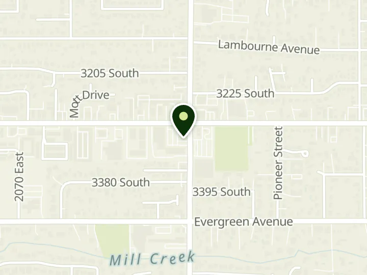 Map of the streets around Zions Bank, East Millcreek, at 3310 S 2300 E, Salt Lake City, UT 84109