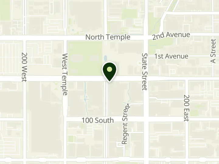 Map of the streets around Zions Bank, Salt Lake City branch, at 1 S Main St, Salt Lake City, UT 84133
