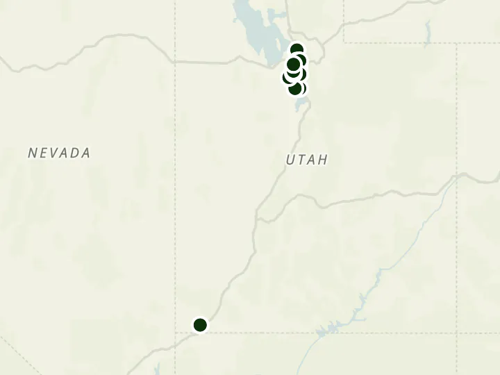 Map of Canyon View Credit Union's 20 branches in Utah
