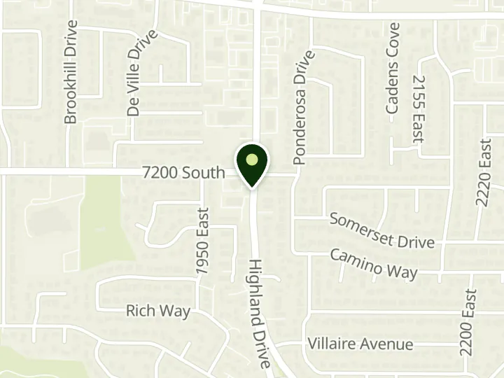 Map of the streets around Canyon View Credit Union, Cottonwood, at 7220 S Highland Dr, Cottonwood Heights, UT 84121
