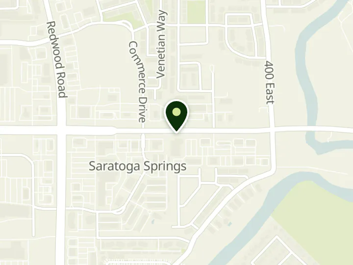 Map of the streets around Canyon View Credit Union, Crossroads Saratoga Branch, at 213 West Crossroads Blvd, Saratoga Springs, UT 84045