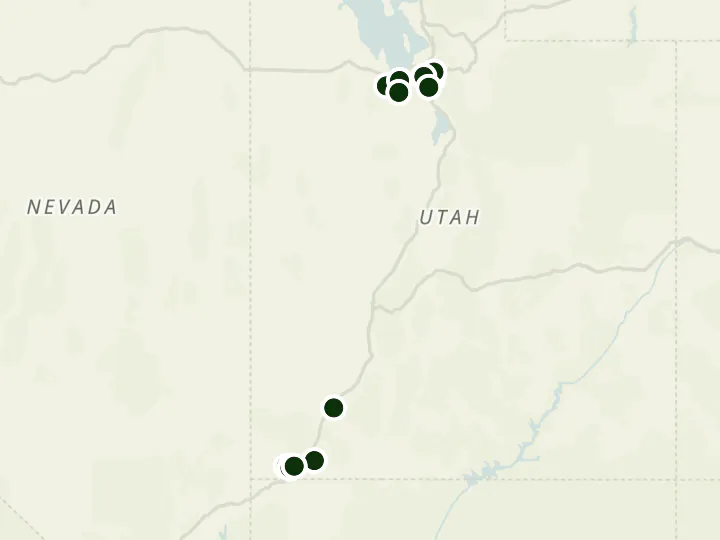 Map of Chartway Credit Union's 13 branches in Utah