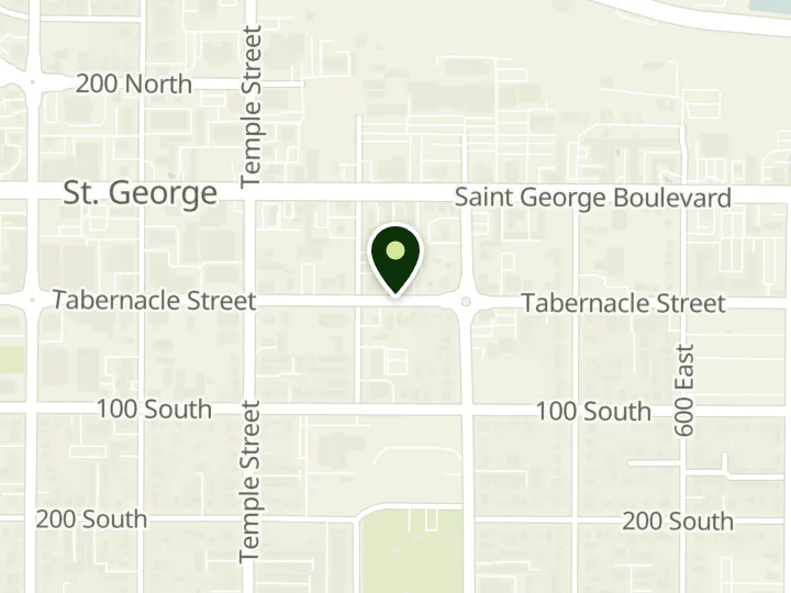 Map of the streets around Chartway Credit Union, Tabernacle Branch, at 333 E Tabernacle St, St. George, UT 84770