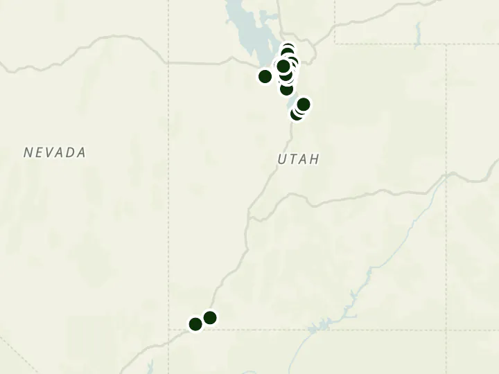 Map of Cyprus Credit Union's 25 branches in Utah