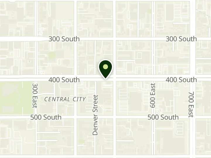 Map of the streets around Cyprus Credit Union, 4th South, at 480 E 400 S, Salt Lake City, UT 84111