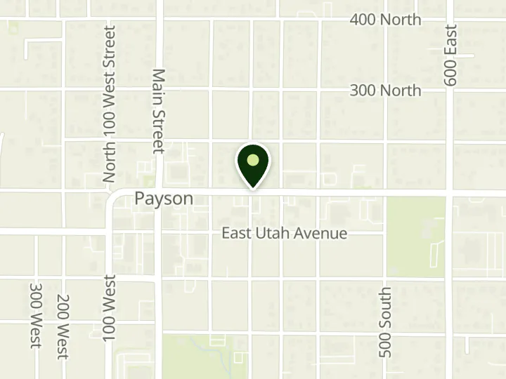 Map of the streets around Cyprus Credit Union, Payson- Nebo, at 201 E 100 N, Payson, UT 84651