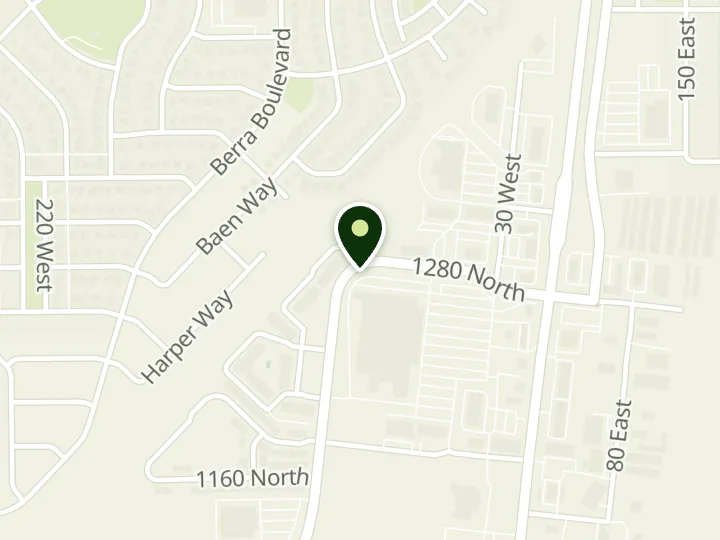 Map of the streets around Cyprus Credit Union, Tooele Walmart, at 99 W 1280 N, Tooele, UT 84074