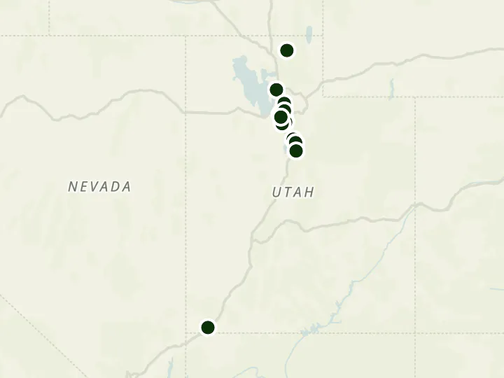 Map of Deseret First Credit Union's 13 branches in Utah