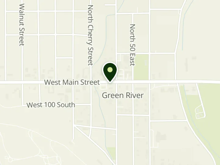 Map of the streets around Desert Rivers Credit Union, Green River Branch, at 45 W Main St PO Box 336, Green River, UT 84525