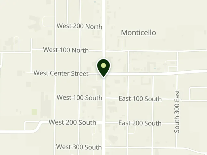 Map of the streets around Desert Rivers Credit Union, Monticello Branch, at 16 S Main St, Monticello, UT 84535