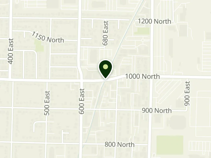 Map of the streets around Goldenwest Credit Union, 10th North Stadium Branch, at 695 E 1000 N, Logan, UT 84321