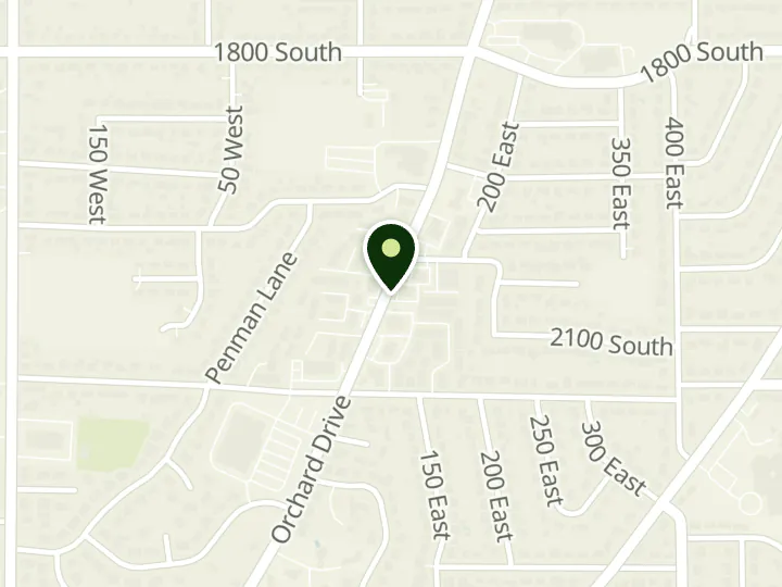 Map of the streets around Goldenwest Credit Union, Bountiful Branch, at 2085 S Orchard Dr, Bountiful, UT 84010