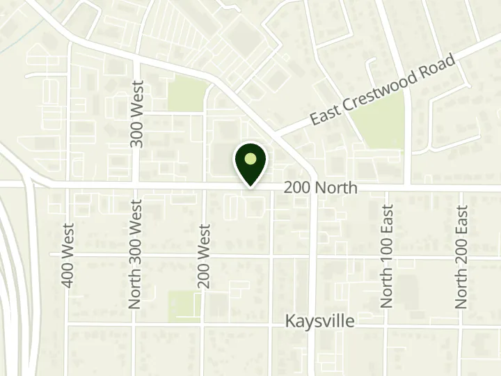 Map of the streets around Goldenwest Credit Union, Kaysville Branch, at 131 W 200 N, Kaysville, UT 84037