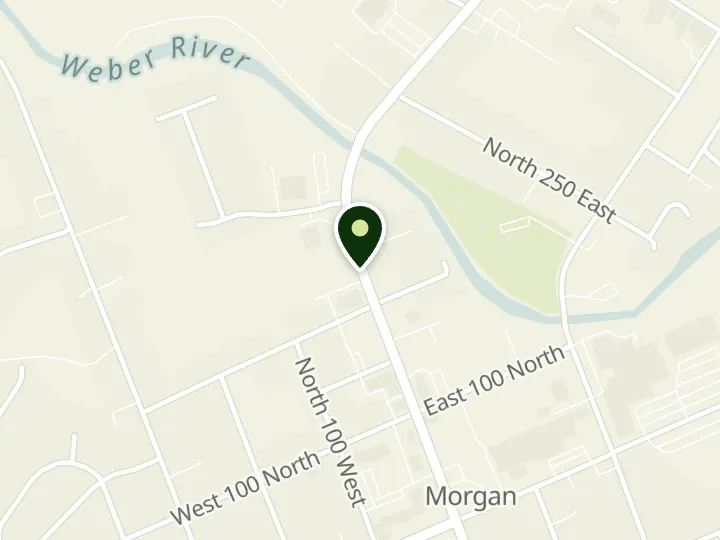 Map of the streets around Goldenwest Credit Union, Morgan Branch, at 209 N State St, Morgan, UT 84050