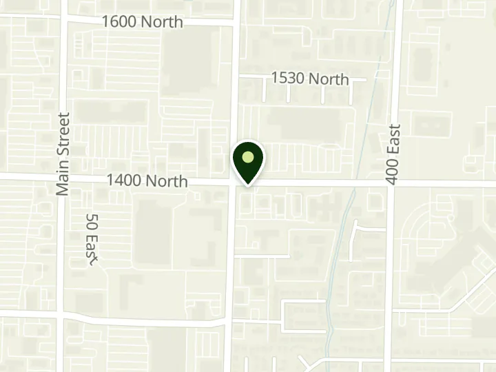 Map of the streets around Goldenwest Credit Union, North Logan Branch, at 220 E 1400 N, Logan, UT 84341